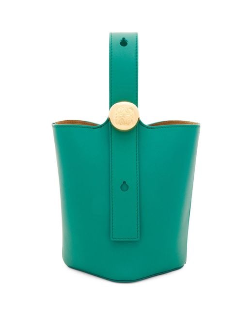 Loewe Green Mini Leather Pebble Bucket Bag