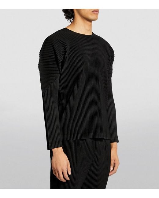 Homme Plissé Issey Miyake Black Pleated Long-Sleeved Top for men