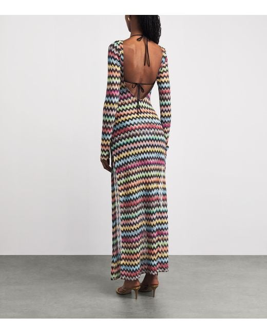 Missoni Multicolor Backless Zigzag Maxi Dress