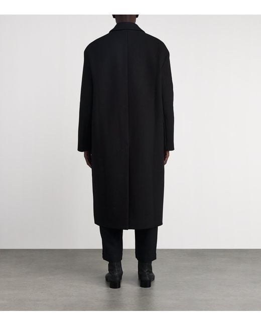 Studio Nicholson Black Wool-Blend Double-Breasted Diall Overcoat for men