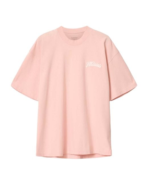 AllSaints Pink Organic Cotton Oversized Odyssey T-Shirt for men