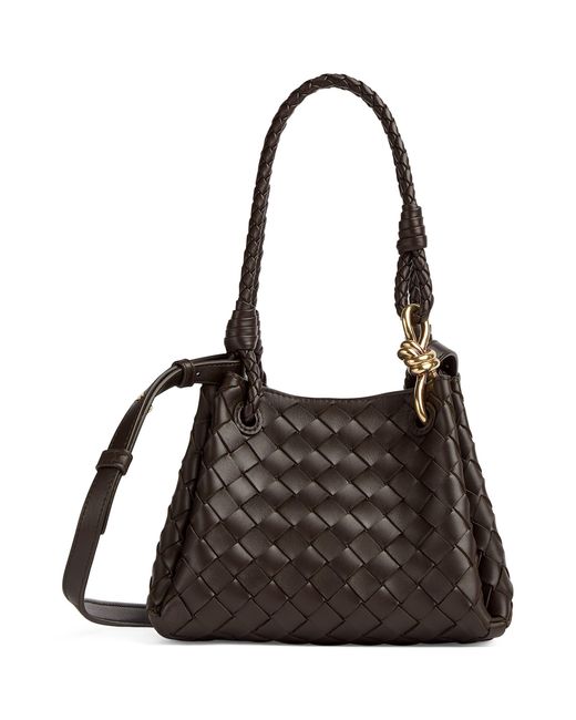 Bottega Veneta Black Small Leather Parachute Shoulder Bag