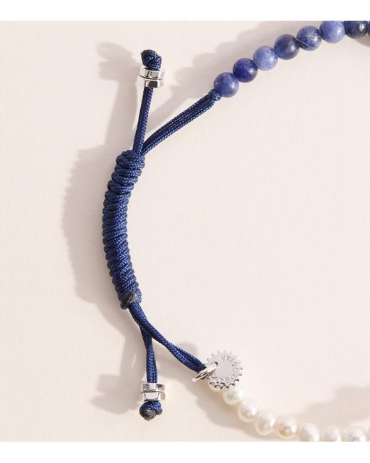 Tateossian Blue Sodalite And Freshwater Pearl Feng Shui Fish Bracelet for men