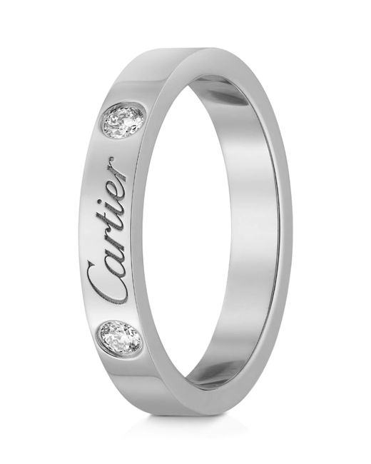 Cartier Metallic Platinum And Diamond C De Wedding Band