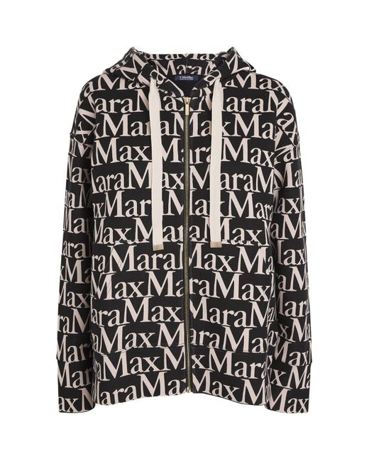 Max Mara Black Oversized Logo Zip-Up Hoodie