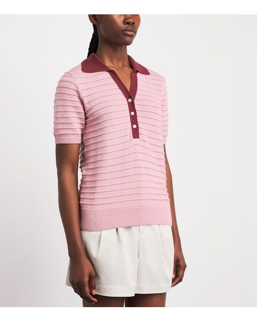 Varley Pink Knitted Wren Polo Shirt
