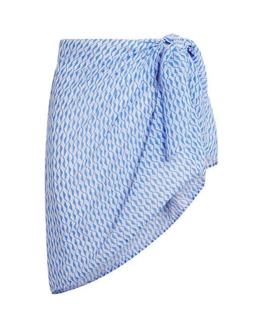 Heidi Klein Blue Cotton-Silk Tinos Mini Sarong