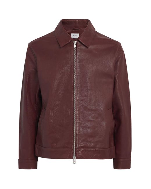 Wax London Purple Kendal Leather Jacket for men