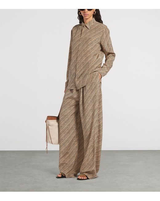 Balenciaga Natural Silk Monogram Trousers