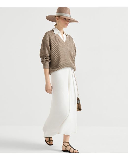 Brunello Cucinelli White Twill Maxi Dress