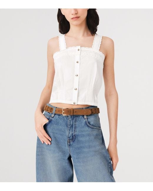 Maje White Cotton Tank Top