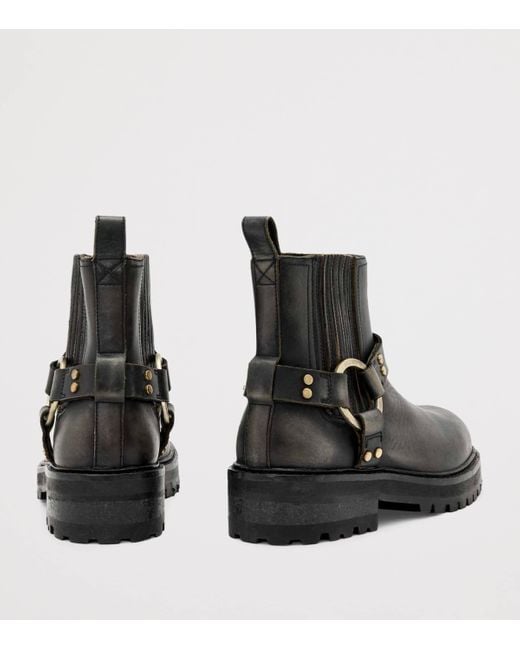 AllSaints Black Leather Maddie Biker Boots