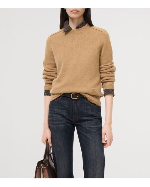 Burberry Natural Cashmere-Blend Embroidered-Ekd Sweater