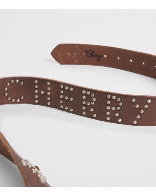 CHERRY LA Brown Leather Studded Santa Fe Belt for men