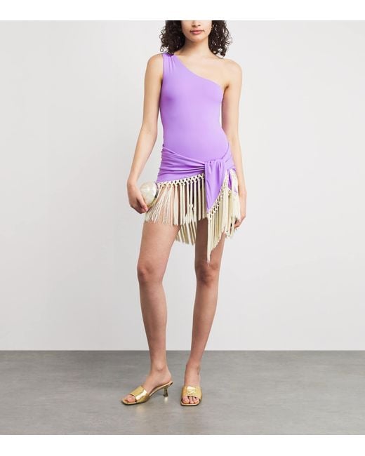 Taller Marmo Purple Pareo-Detail Yacare Swimsuit