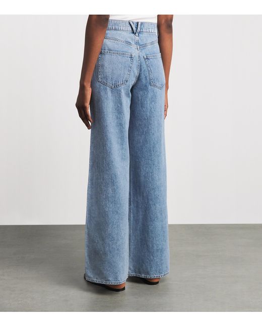 Veronica Beard Blue Embellished Kasey Mid-Rise Wide-Leg Jeans