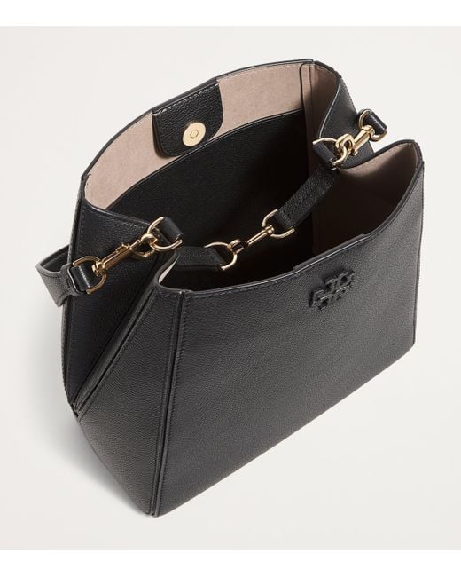 Tory Burch Black Small Leather Mcgraw Bucket Bag