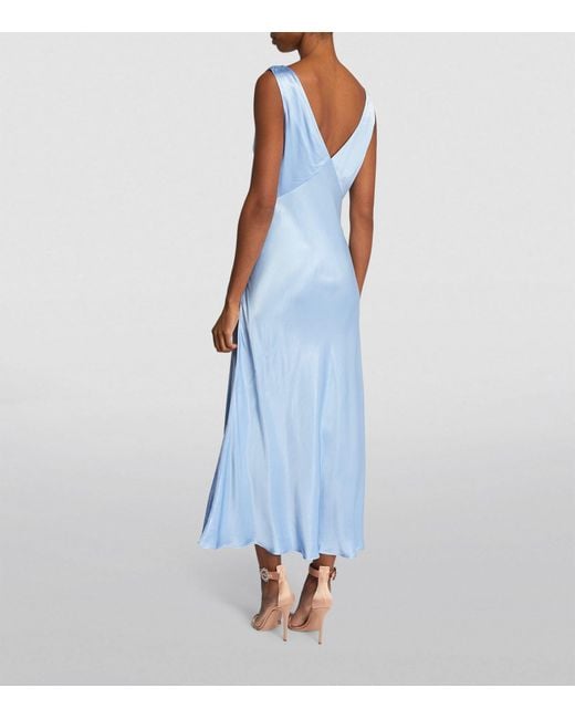 RIXO London Sandrine Midi Dress in Blue | Lyst