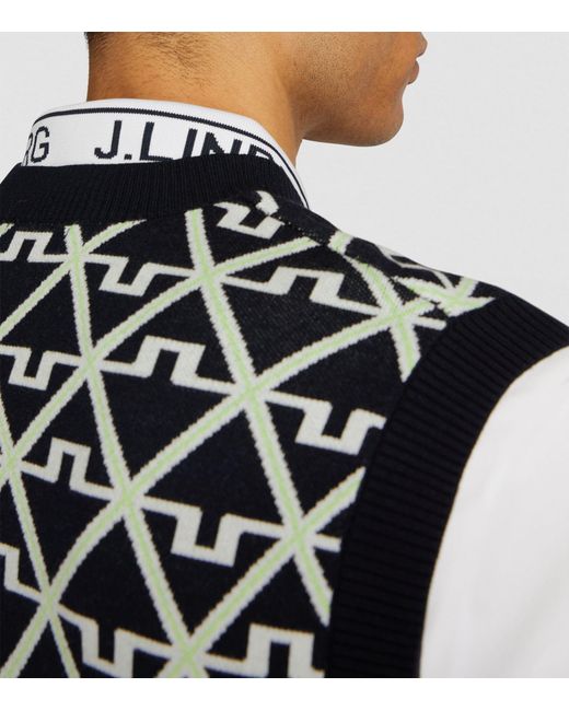 J.Lindeberg Black Logo V-neck Sweater Vest for men
