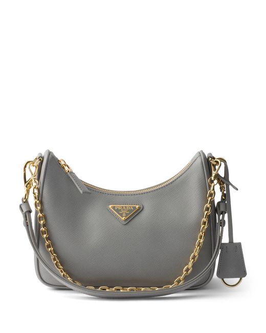 Prada Gray Mini Saffiano Leather Re-Edition Bag