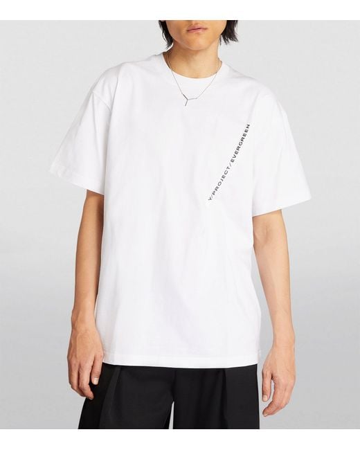 Y. Project White Pinched Logo T-shirt for men