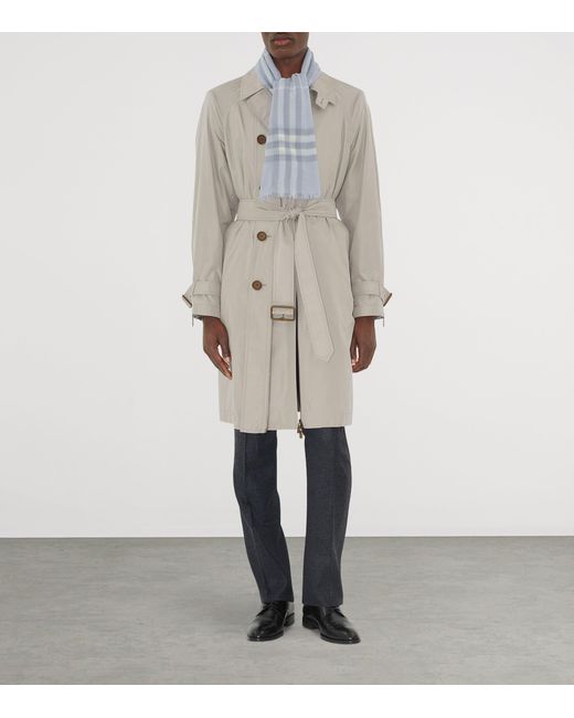 Burberry Blue Wool Wide Check Scarf
