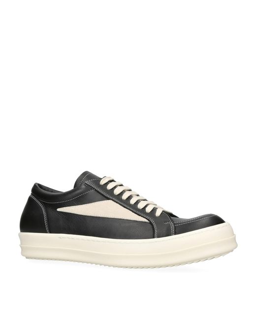 Rick Owens Black Leather Vintage Low-Top Sneakers for men