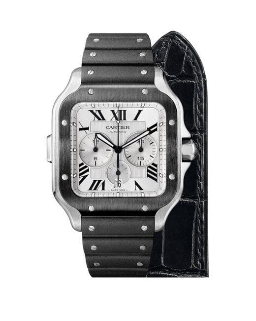 Cartier Gray Stainless Steel Santos De Watch for men