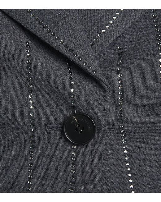 Self-Portrait Blue Embellished Pinstripe Blazer