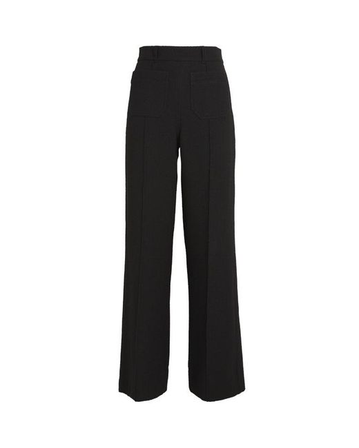 ME+EM Black Textured Flared Tailored Trousers