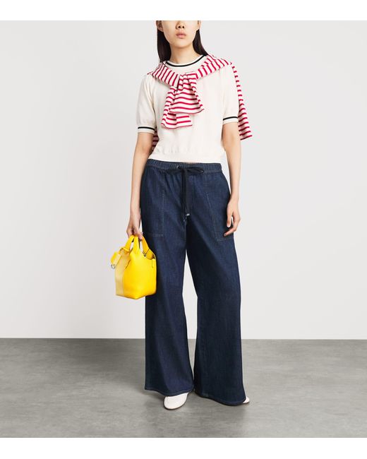 7 For All Mankind Blue Denim-Effect Utility Drawstring