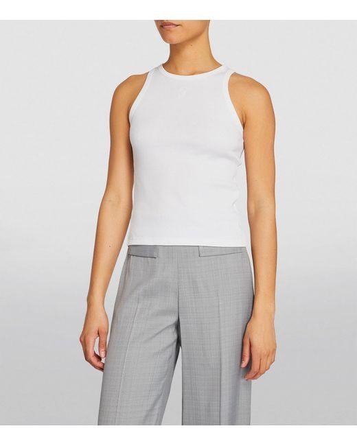 Sandro White Ribbed Tank Top