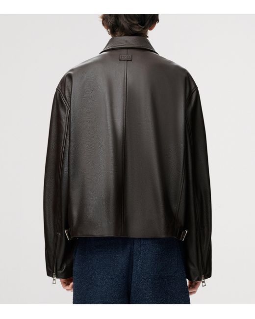 Loewe Black Deerskin Zip-Up Jacket for men