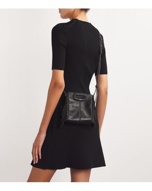 Maje Black Mini Leather 'M' Top-Handle Bag