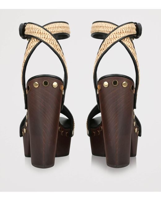 Givenchy Brown Raffia Platform Clog Sandals 95