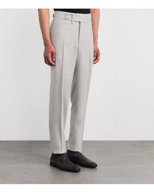 Isaia Gray Wool-Silk-Linen Trousers for men