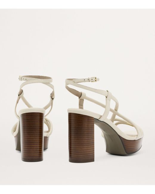 AllSaints White Leather Bella Platform Sandals 100