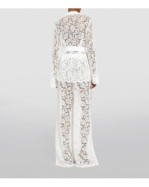 Dolce & Gabbana White Lace Wide-leg Trousers