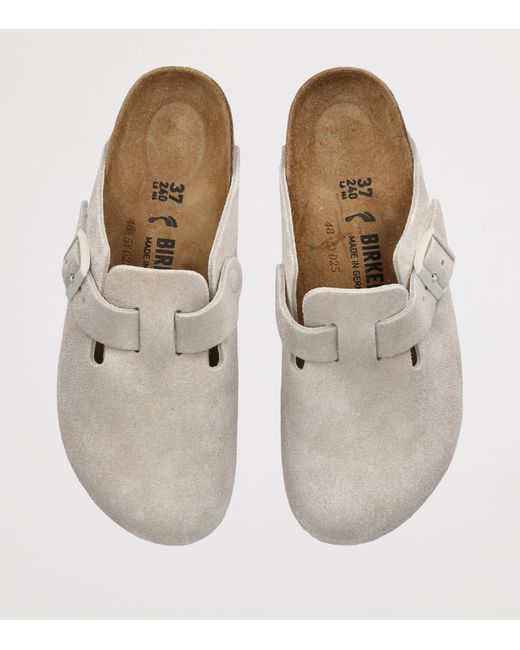 Birkenstock White Suede Boston Clogs