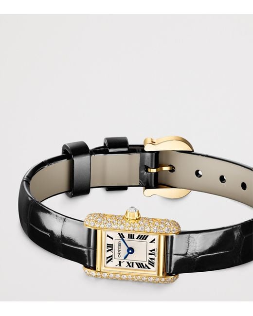 Cartier Metallic And Diamond Tank Louis Watch