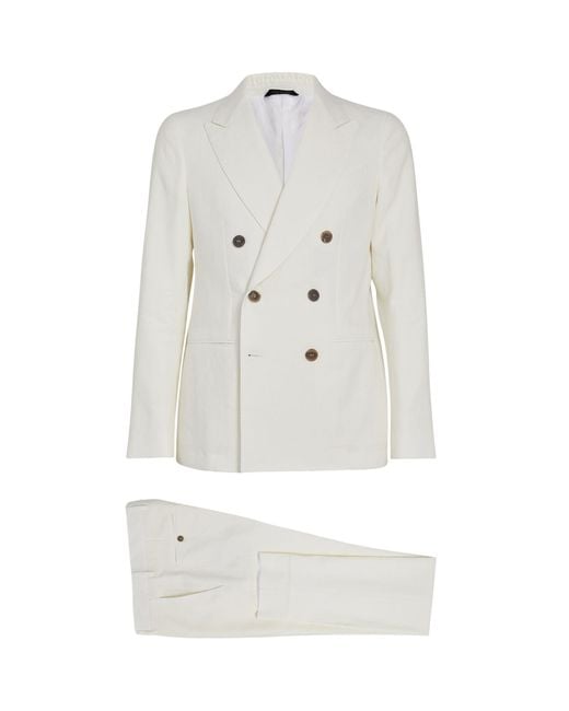 Giorgio Armani White Linen Double-breasted Two-piece Suit for men