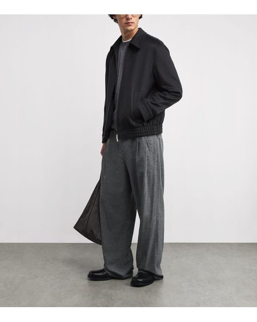 Lardini Black Cashmere-Wool Bomber Jacket for men