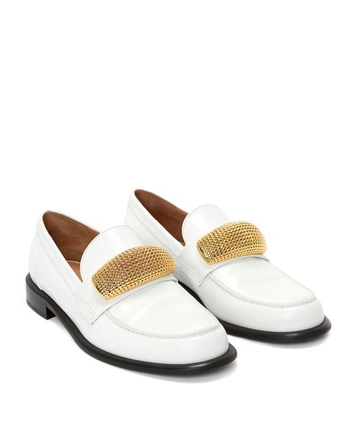 J.W. Anderson White Leather Moccasin Loafers for men