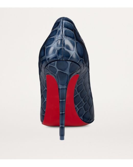 Christian Louboutin Blue Kate Leather Croc-Embossed Pumps 100