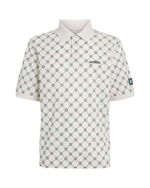 Manors White Piqué Monogram Goat Polo Shirt for men