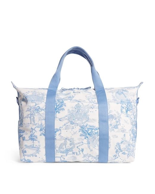 Harrods Blue Toile Overnight Packable Bag And Pouch Set