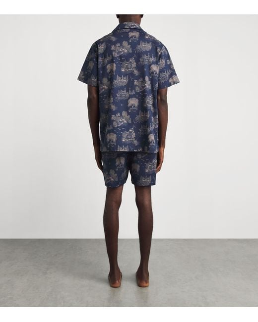 Derek Rose Blue Cotton Ledbury Pyjama Set for men