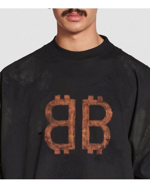 Balenciaga Black Oversized Bb Crypto T-shirt for men