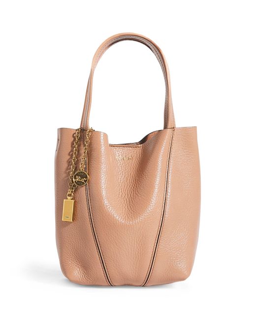 Chloé Brown Small Leather Spin Tote Bag