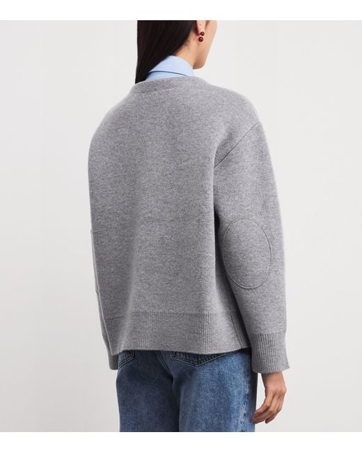 Claudie Pierlot Gray Wool-Blend Oversized Cardigan